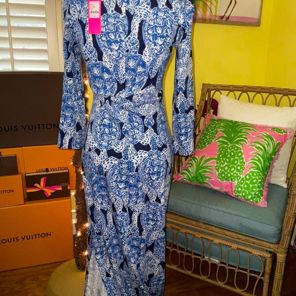 Lilly Pulitzer NWT Anissa Maxi Dress Deep Indigo Snap To It Size XXS - Picture 5 of 6